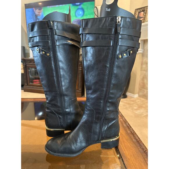 Women’s Franco Sarto Genuine Leather Black Riding Boots. Size 7 - Picture 4 of 7